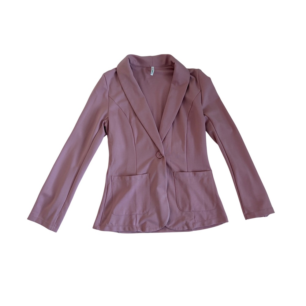 Halara Womens XS Dusty Rose Pink Knit Single Button Shawl Lapel Casual Blazer